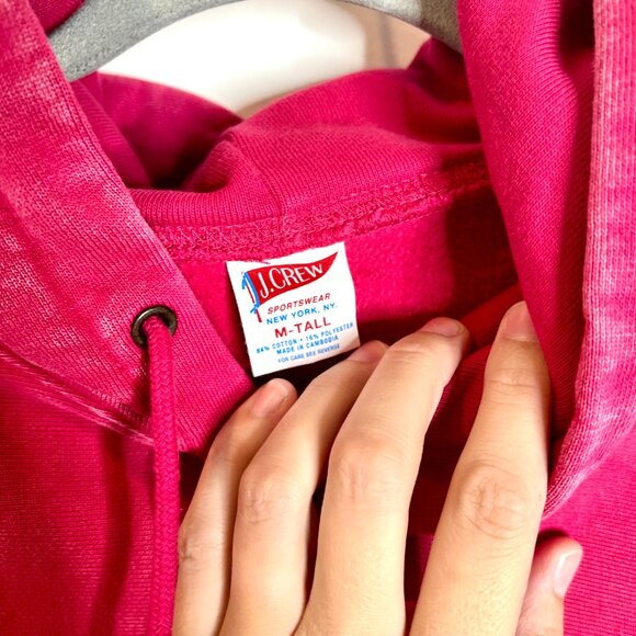 J. Crew Men's Pink Washed Heritage 14 oz. Fleece Hoodie Spring 24 Athletic Sz MT - Picture 3 of 6